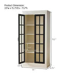 71.2 Tall Display Cabinet with Glass Doors, 5 Tiers Curio Display Case with 2 Adjustable Shelves and 2 Fixed Shelves