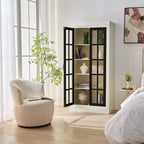 71.2 Tall Display Cabinet with Glass Doors, 5 Tiers Curio Display Case with 2 Adjustable Shelves and 2 Fixed Shelves