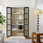 71.2 Tall Display Cabinet with Glass Doors, 5 Tiers Curio Display Case with 2 Adjustable Shelves and 2 Fixed Shelves