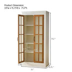 71.2 Tall Display Cabinet with Glass Doors, 5 Tiers Curio Display Case with 2 Adjustable Shelves and 2 Fixed Shelves
