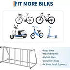 Floor Bike Rack, 10-Bike Dual-Side Grid Bicycle Floor Parking Stand, All-Steel Garage Bike Rack, Storage Stand for Streets, Yards & Bike Events