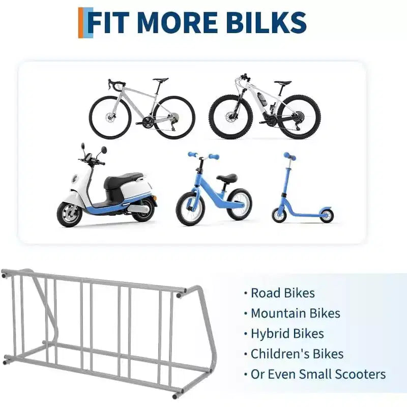 Floor Bike Rack, 10-Bike Dual-Side Grid Bicycle Floor Parking Stand, All-Steel Garage Bike Rack, Storage Stand for Streets, Yards & Bike Events
