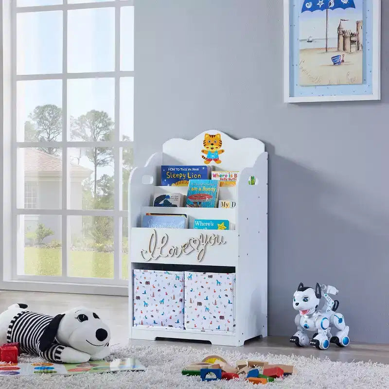 Funnel-Maison-Kinderbücherregal mit Spielzeugaufbewahrung