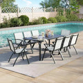 COZONY 9-Piece Outdoor Patio Dining Set with 71 Aluminum Table & Chairs, Weather-Resistant Patio Furniture Set with Umbrella Hole for 8 People