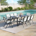 COZONY 9-Piece Outdoor Patio Dining Set with 71 Aluminum Table & Chairs, Weather-Resistant Patio Furniture Set with Umbrella Hole for 8 People