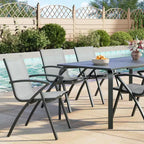 COZONY Ensemble repas de jardin 9 pièces avec table et chaises en aluminium de 71 pouces, mobilier de jardin résistant aux intempéries avec trou pour parasol, pour 8 personnes