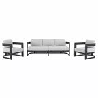 Christopher Knight Home Qiros modern, 3 részes alumínium teraszülőgarnitúra 3 személyes kanapéval és 2 klubf fotellel