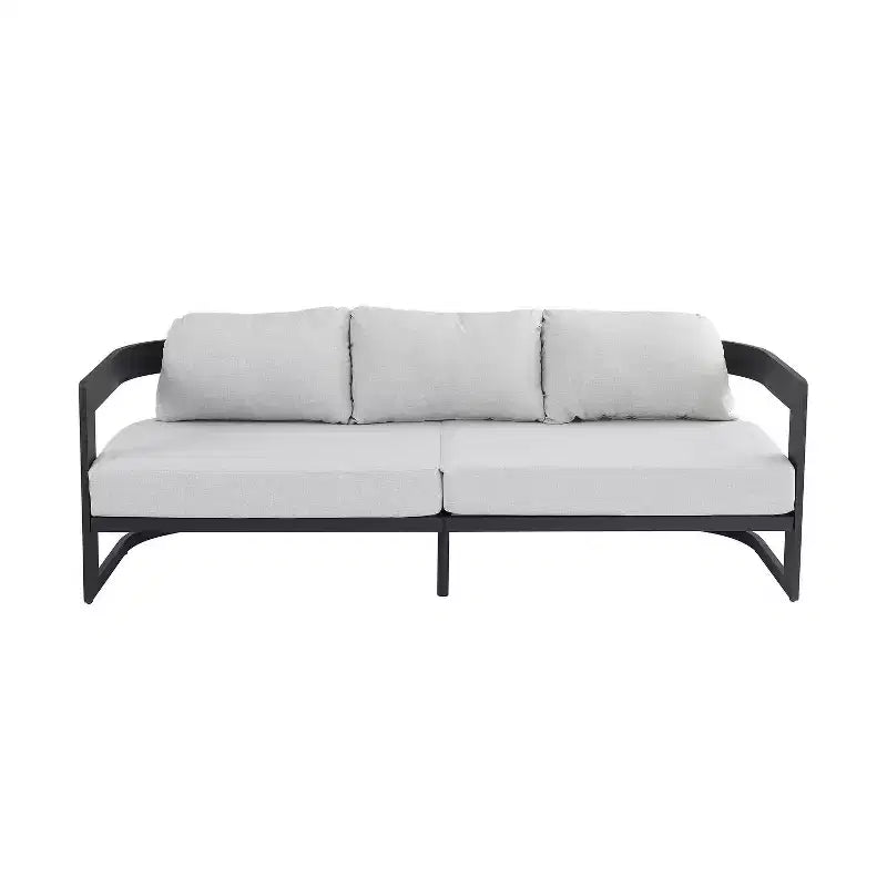 Christopher Knight Home Qiros modern, 3 részes alumínium teraszülőgarnitúra 3 személyes kanapéval és 2 klubf fotellel