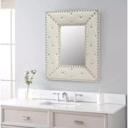 Miroir mural rectangulaire avec décorations en rivets, cadre en MDF gainé de PU