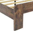 Queen Size Bed Frame, Wood Platform Bed Frame, Noise Free, Large Under Bed Storage, Dark Brown