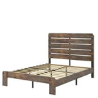 Queen Size Bed Frame, Wood Platform Bed Frame, Noise Free, Large Under Bed Storage, Dark Brown