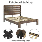Queen Size Bed Frame, Wood Platform Bed Frame, Noise Free, Large Under Bed Storage, Dark Brown