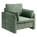 Modern Upholstered Accent Chair with Armrests Thick Cushion for Living Room Bedroom - Green