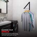 Wall-Mounted Retractable Foldable Clothing Rack, Black