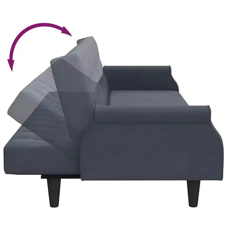 vidaXL Sleeper Sofa with Armrests Velvet Couch Sofa Bed Recliner Loveseat
