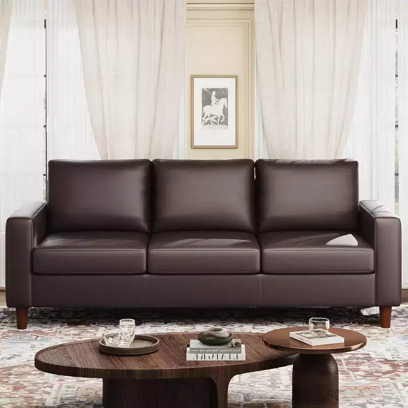 Acekool 85 Inch Modern Leather Sofa 3 Seater Couch with Deep Seat for Living Room