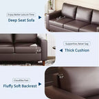 Acekool 85 Inch Modern Leather Sofa 3 Seater Couch with Deep Seat for Living Room