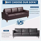 Acekool 85 Inch Modern Leather Sofa 3 Seater Couch with Deep Seat for Living Room