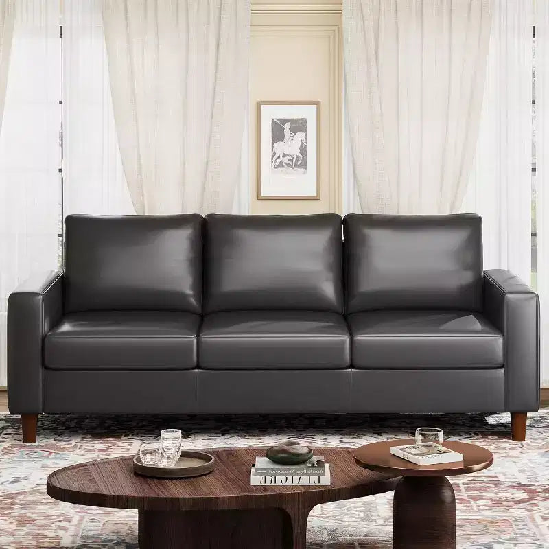 Acekool 85 Inch Modern Leather Sofa 3 Seater Couch with Deep Seat for Living Room