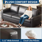 Acekool 85 Inch Modern Leather Sofa 3 Seater Couch with Deep Seat for Living Room