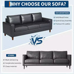 Acekool 85 Inch Modern Leather Sofa 3 Seater Couch with Deep Seat for Living Room