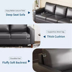 Acekool 85 Inch Modern Leather Sofa 3 Seater Couch with Deep Seat for Living Room