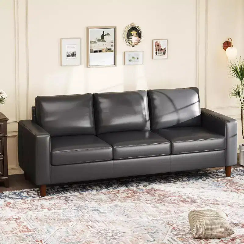 Acekool 85 Inch Modern Leather Sofa 3 Seater Couch with Deep Seat for Living Room