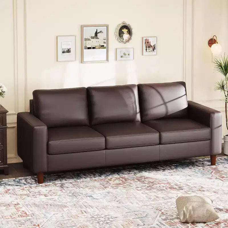 Acekool 85 Inch Modern Leather Sofa 3 Seater Couch with Deep Seat for Living Room