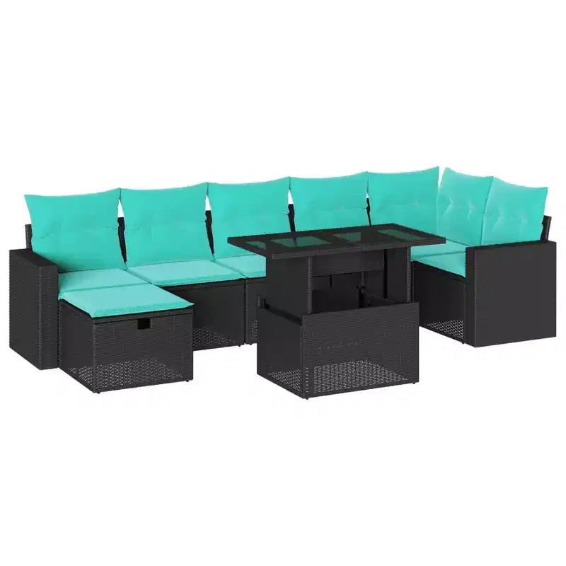 vidaXL 8 Piece Garden Sofa Set with Cushions Black Poly Rattan
