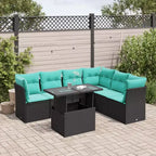 vidaXL 7-teiliges Gartensofa-Set mit Polstern, brauner Poly-Rattan – braun ohne Stauraum