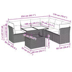 vidaXL 7-teiliges Gartensofa-Set mit Polstern, brauner Poly-Rattan – braun ohne Stauraum