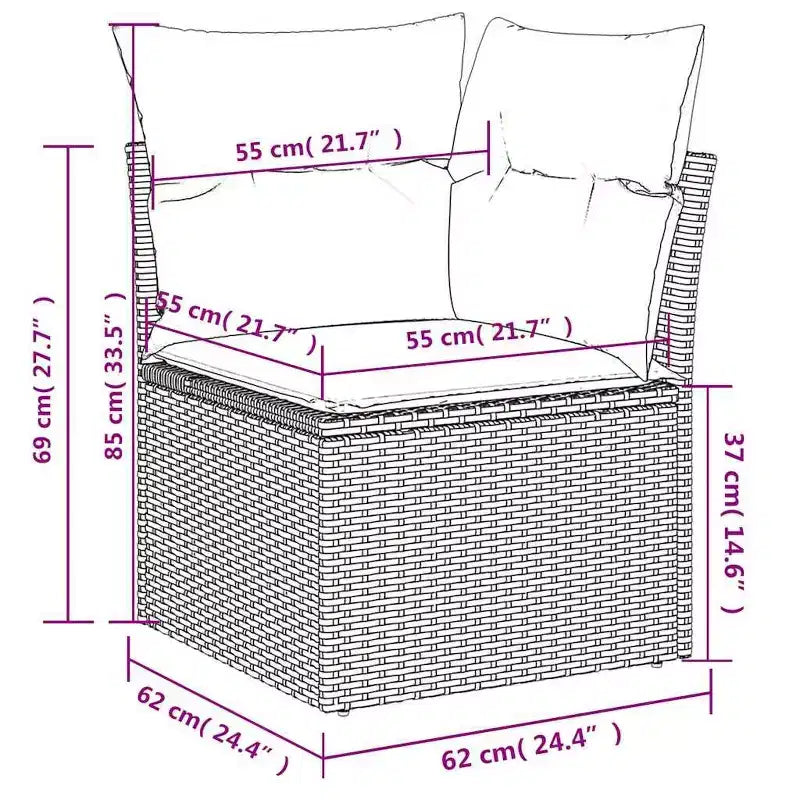 vidaXL Set di divani da giardino con cuscini, 5 pezzi, polyrattan grigio