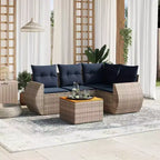 vidaXL Set di divani da giardino con cuscini, 5 pezzi, polyrattan grigio