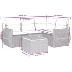 vidaXL Set di divani da giardino con cuscini, 5 pezzi, polyrattan grigio