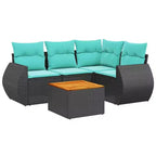 vidaXL Set di divani da giardino con cuscini, 5 pezzi, polyrattan grigio