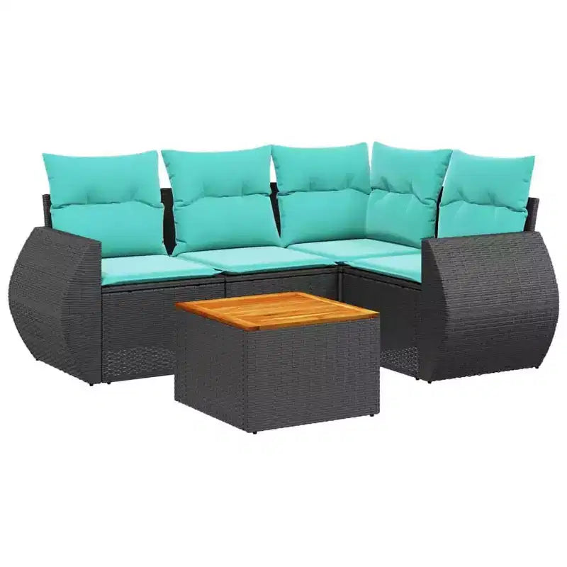 vidaXL Set di divani da giardino con cuscini, 5 pezzi, polyrattan grigio