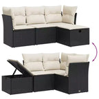 vidaXL 4-teiliges Terrassensofagarnitur mit Kissen, beige, aus Poly-Rattan