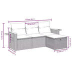 vidaXL 4-teiliges Terrassensofagarnitur mit Kissen, beige, aus Poly-Rattan