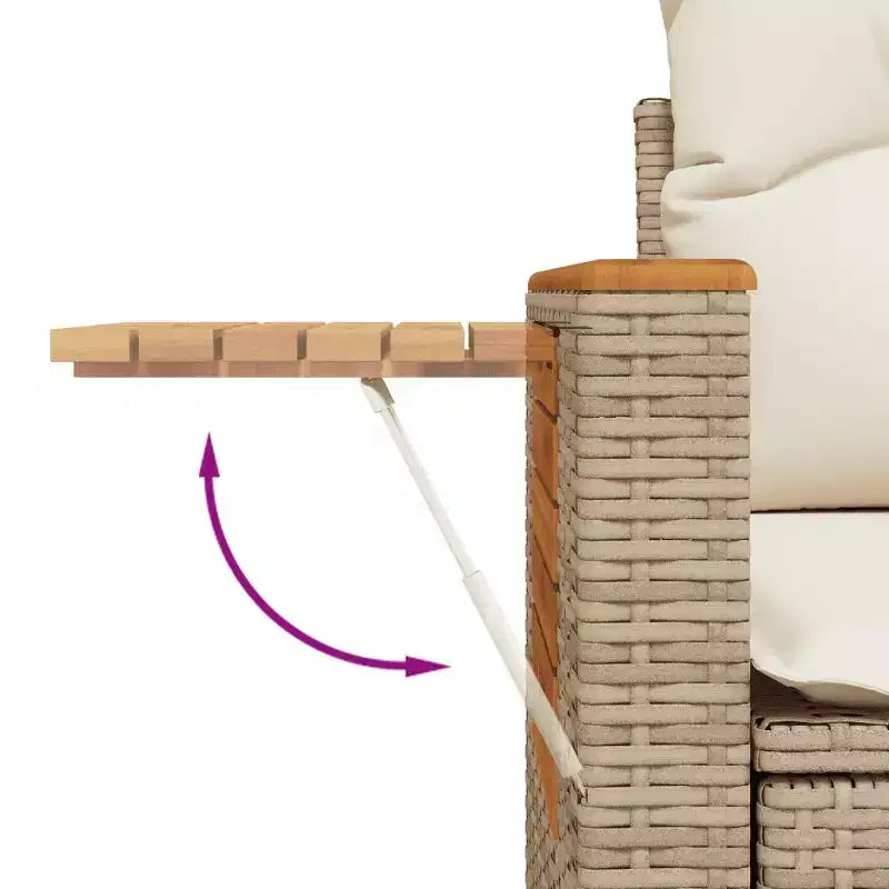 vidaXL 4-teiliges Terrassensofagarnitur mit Kissen, beige, aus Poly-Rattan