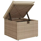 vidaXL 4-teiliges Terrassensofagarnitur mit Kissen, beige, aus Poly-Rattan