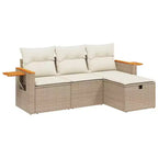vidaXL 4 Piece Patio Sofa Set with Cushions Beige Poly Rattan