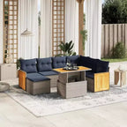Set di divani da patio vidaXL da 8 pezzi con cuscini, polirattan grigio