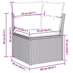 vidaXL 9-teilige Gartensofagarnitur mit Polstern aus grauem Polyrattan