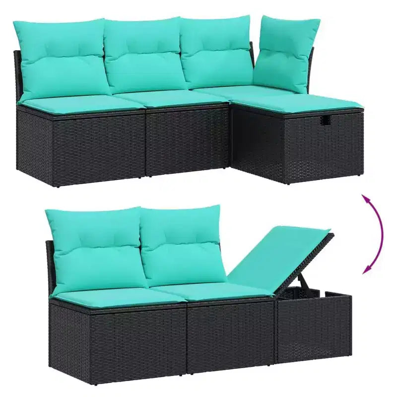 vidaXL 9-teilige Gartensofagarnitur mit Polstern aus grauem Polyrattan