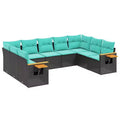 vidaXL 9 Piece Patio Sofa Set with Cushions Black Poly Rattan