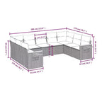 Set di divani da patio vidaXL da 9 pezzi con cuscini, polirattan nero
