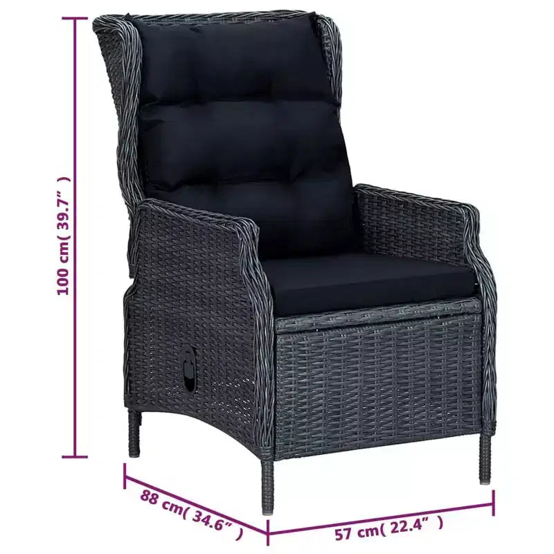 vidaXL Ensemble repas de jardin 7 pièces, gris foncé