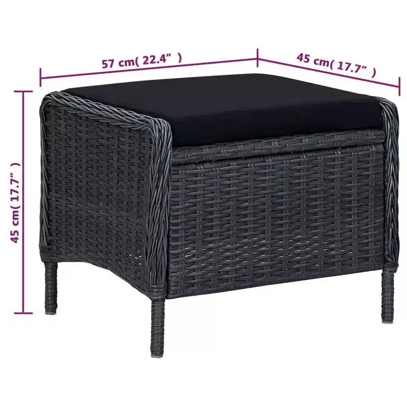 vidaXL Ensemble repas de jardin 7 pièces, gris foncé