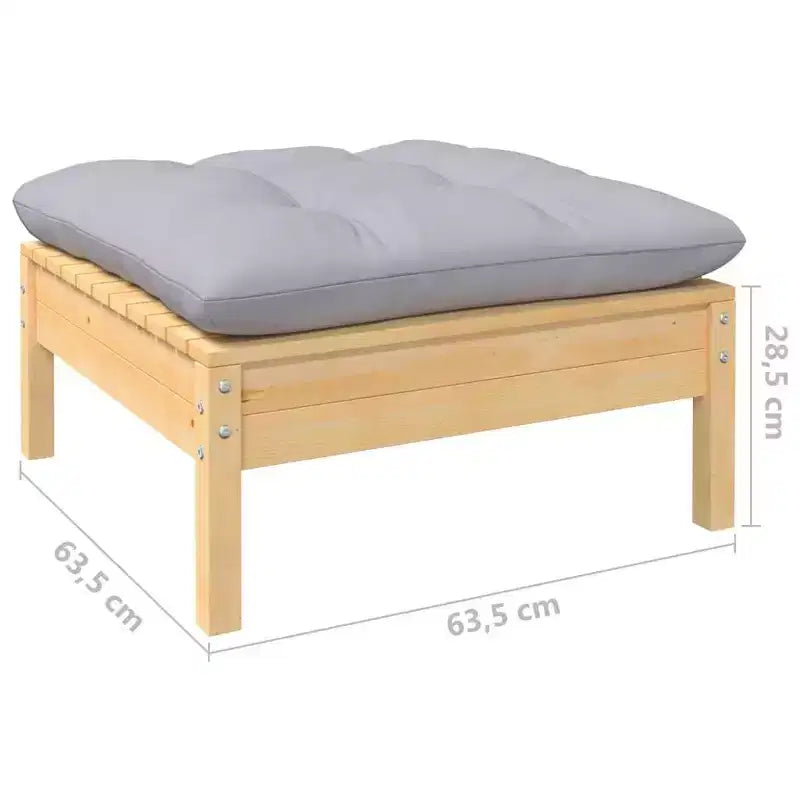 Set da patio vidaXL in legno massello di pino, 14 pezzi, con cuscini, multicolore - Marrone e grigio