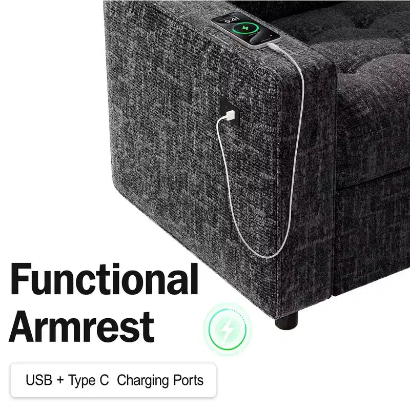 Dyonery Comfy 78'' Sofa Bed,L-Shaped Chenille Sleeper Sofa Couch with Pull Out Bed and Chaise Storage for Living Room,Apartment and Office,Black